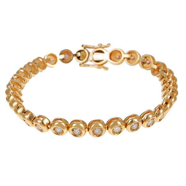 Tennisarmband, 14K, Gelbgold, Brillanten, 2,00ct