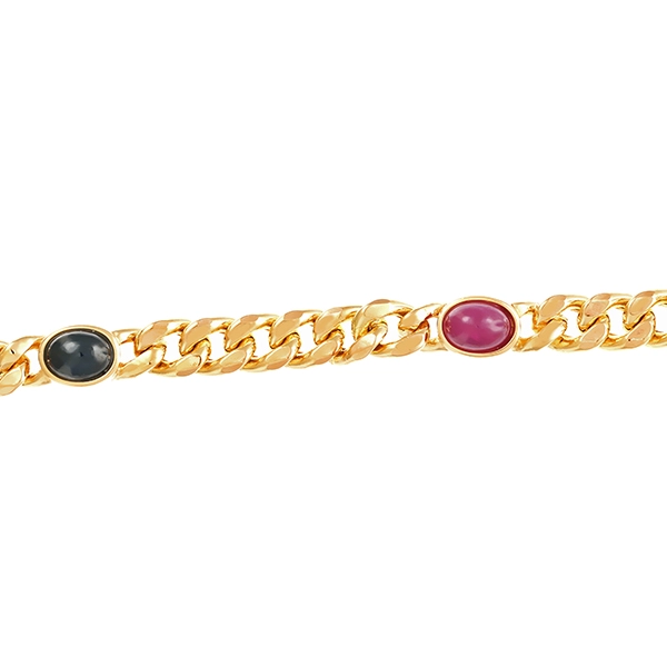 Armband, 14K, Gelbgold, diverse Edelsteine, Panzer-