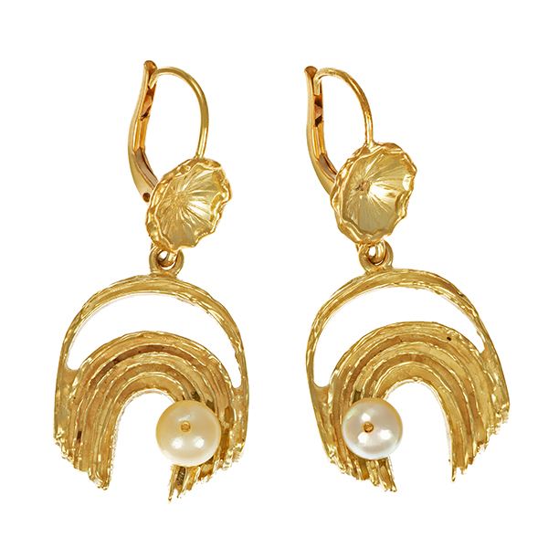 Ohrhänger, 14K, Gelbgold, Perlen