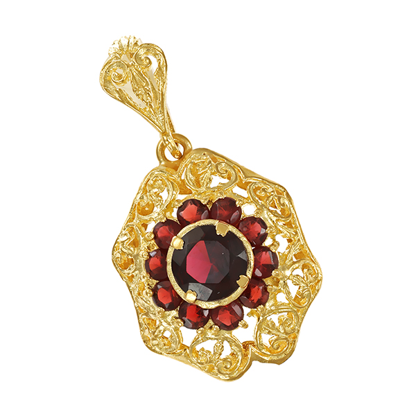 Anhänger, 18K, Gelbgold, Granat
