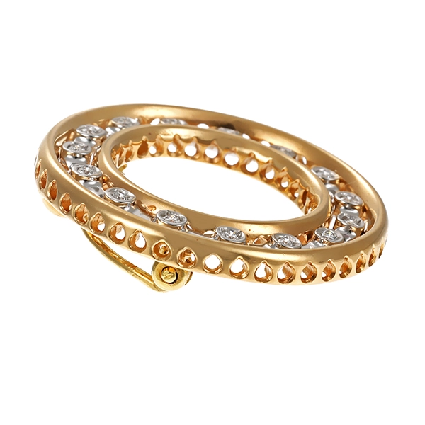 Anhänger, 14K, Gelb-/Weißgold, Brillant, broschiert