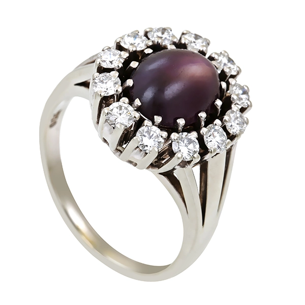 Ring, 18K, Weißgold, Korund, Brillanten