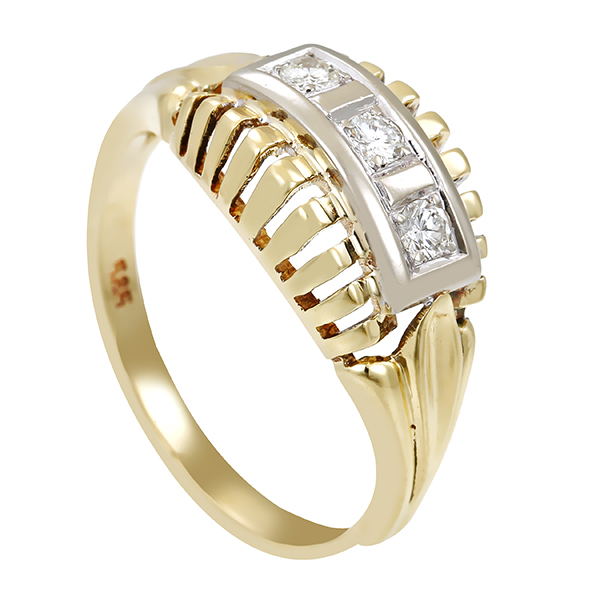 Diamantring, 14K, Gelb-/Weißgold, Brillant 0,15 ct