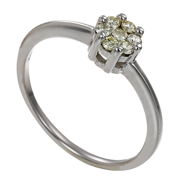 Ring, 14K, Weißgold, Brillant