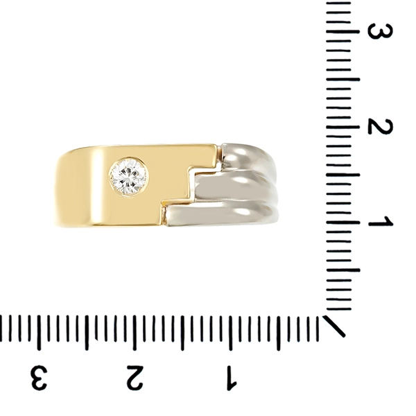Herrenring, 14K, Gelb-/Weißgold, Brillant