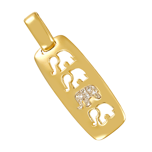 Anhänger, 18K, Gelbgold, Diamanten, Elefant