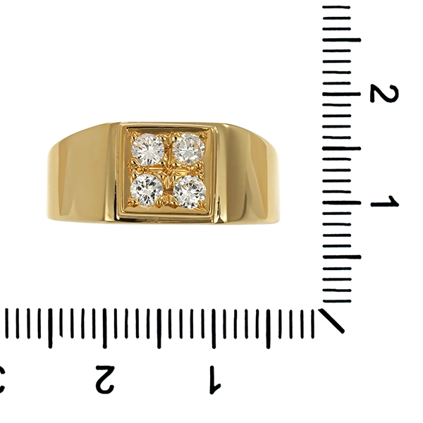 Herrenring, 14K, Gelbgold, Brillanten