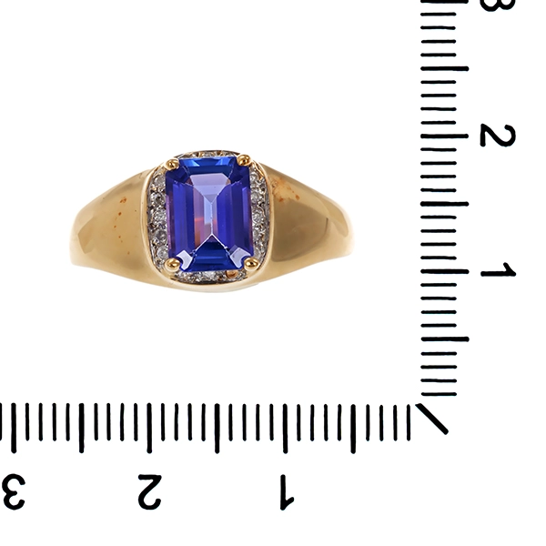 Ring, 9K, Gelbgold, Tansanit, Diamant