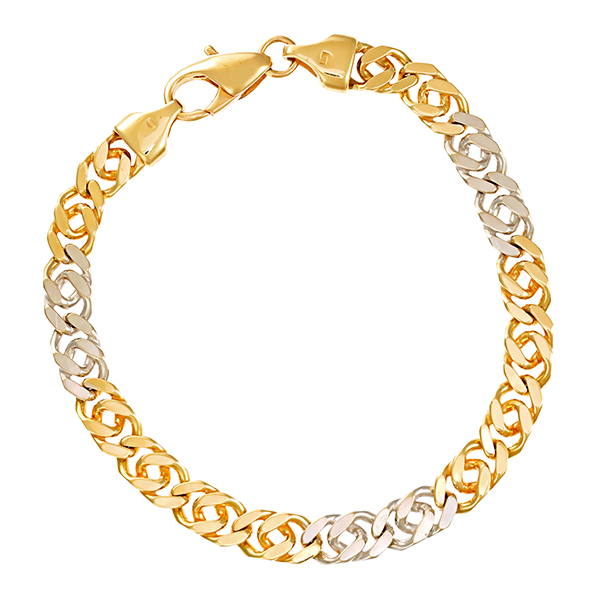 Armband, 14K, Gelb-/Weißgold, Panzer-