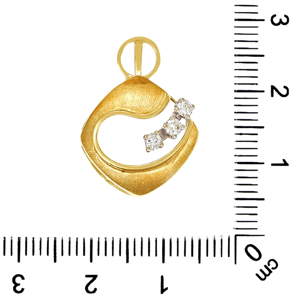 Anhänger, 14K, Gelbgold, Weißgold, Brillanten