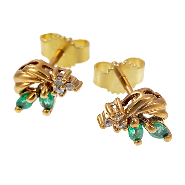 Ohrstecker, 8K, Gelbgold, Smaragd, Zirkonia