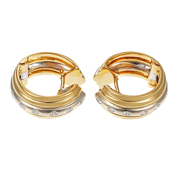 Creolen, 18K, Weiß-Gelbgold, Brillanten 0,48 ct