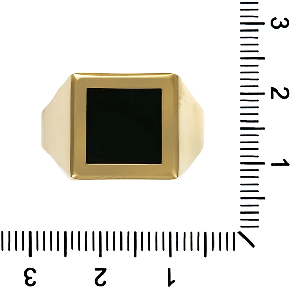Herrenring, 8K, Gelbgold, Onyx