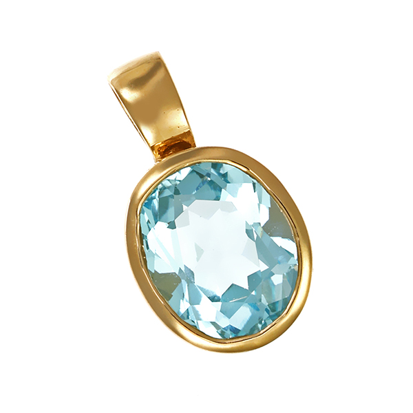Anhänger, 14K, Gelbgold, Topas blau