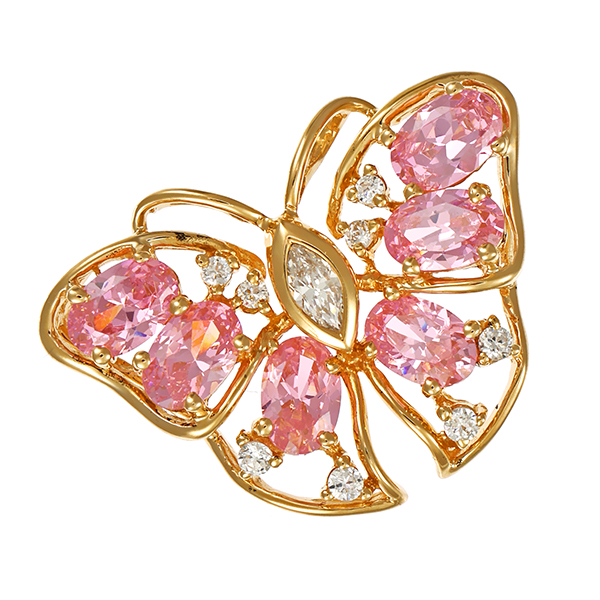 Anhänger, 14K, Gelbgold, Zirkonia, Schmetterling