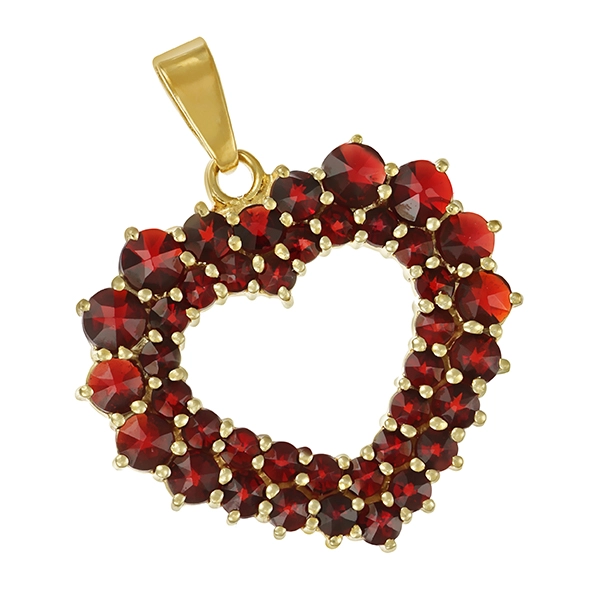 Anhänger, 14K, Gelbgold, Granat, Herz