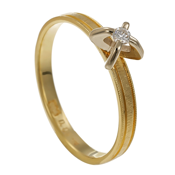 Brillantring, 14K, Gelb-/Weißgold
