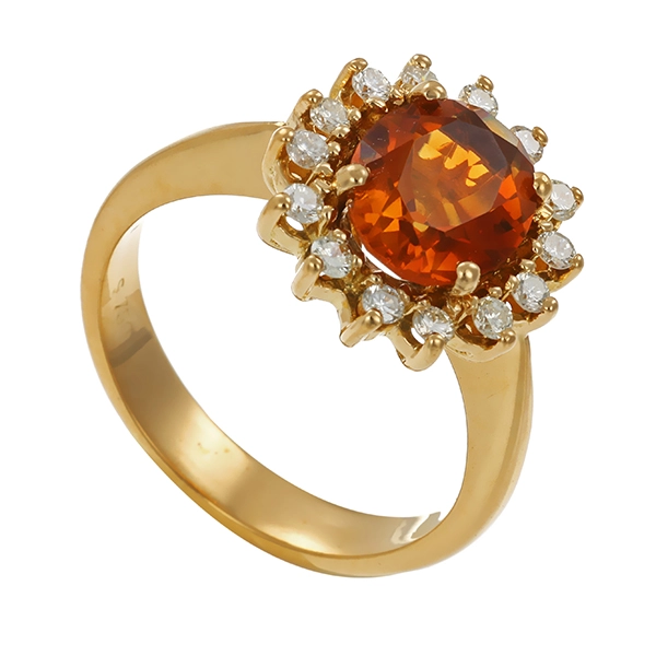 Ring, 18K, Gelbgold, Citrin, Brillanten