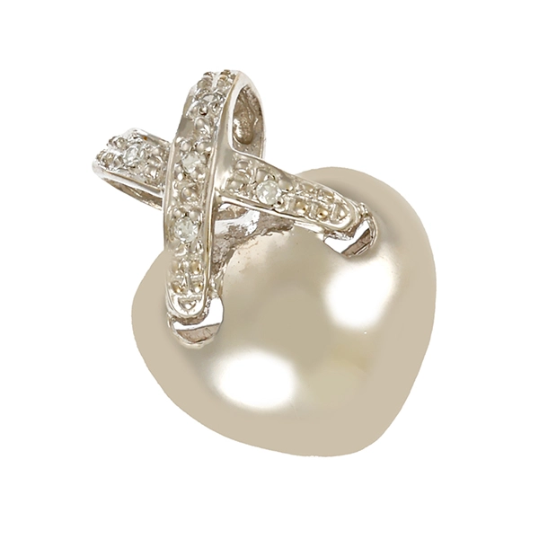 Anhänger, 14K, Weißgold, Diamanten, Herz