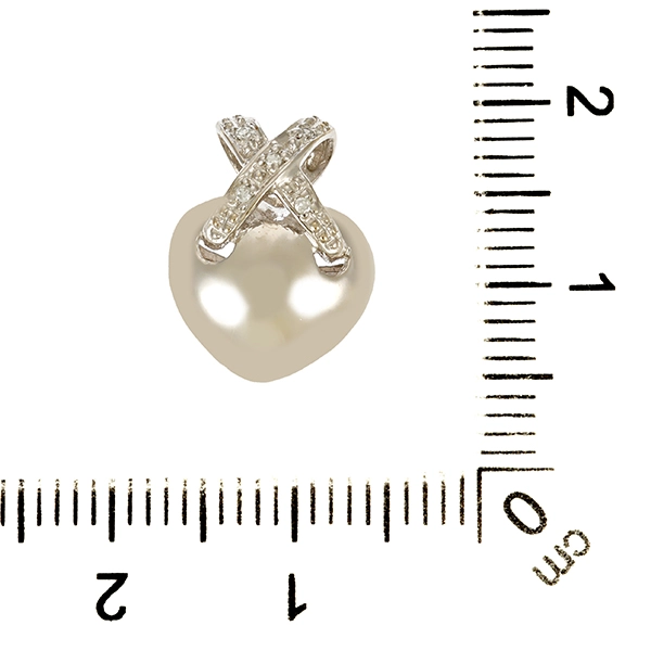 Anhänger, 14K, Weißgold, Diamanten, Herz