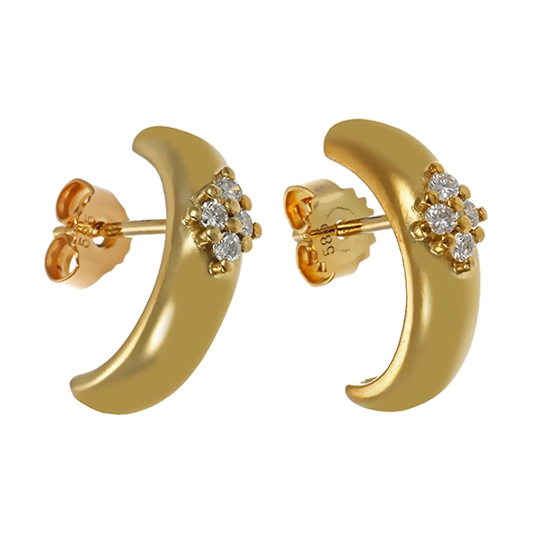 Steckcreolen, 14K, Gelbgold, Brillanten