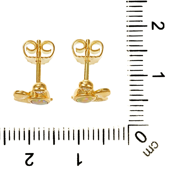 Ohrstecker, 18K, Gelbgold, Brillanten, Opale