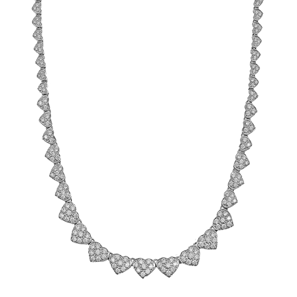 Collier, 18K, Weißgold, Zirkonia, Herz