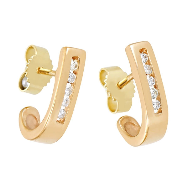 Steckcreolen, 14K, Gelbgold, Brillanten