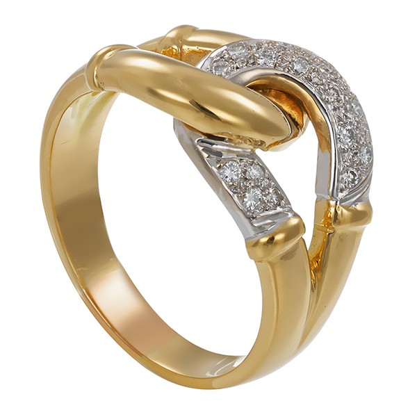 Ring, 18K, Gelb-/Weißgold, Brillanten