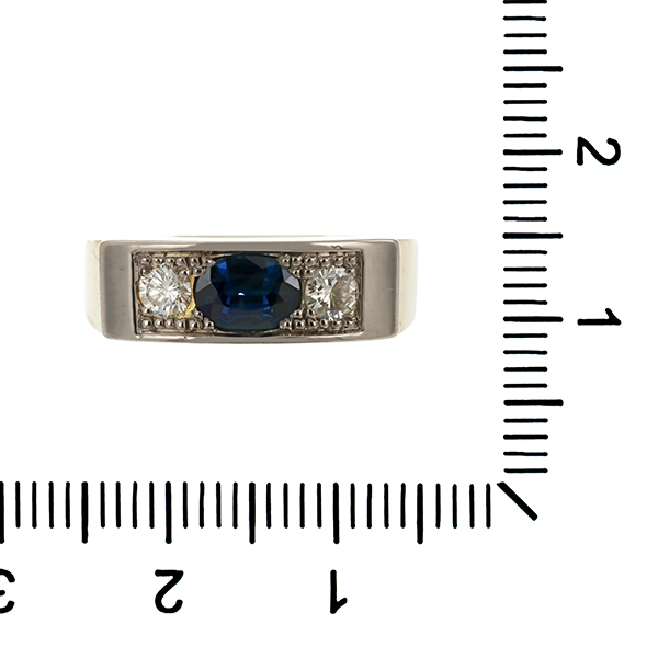 Ring, 14K, Gelb-/Weißgold, Brillanten, Saphir