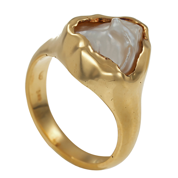 Ring, 14K, Gelbgold, Perle