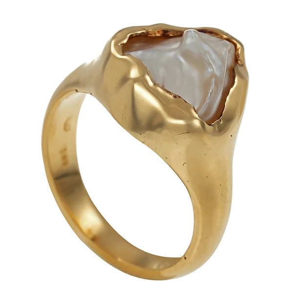 Ring, 14K, Gelbgold, Perle