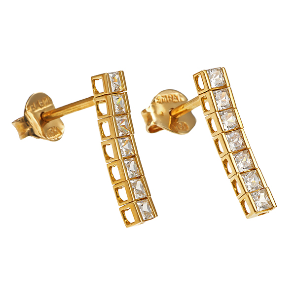 Steckhänger, 18K, Gelbgold, Zirkonia