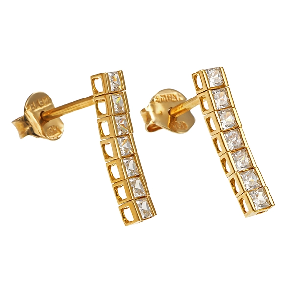 Steckhänger, 18K, Gelbgold, Zirkonia