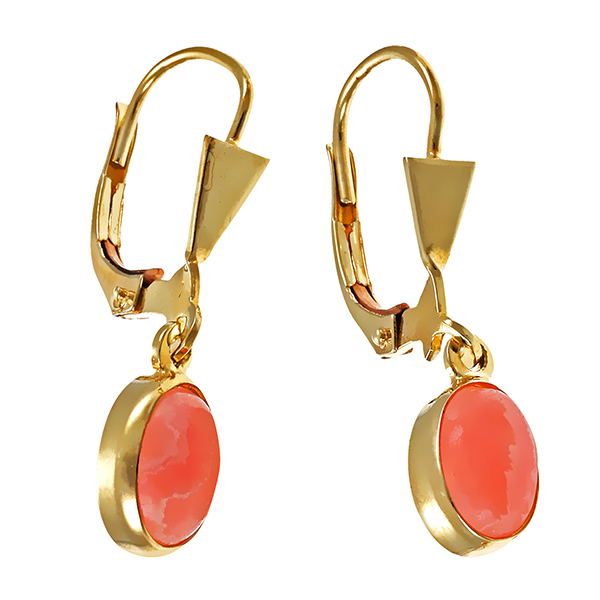 Ohrhänger, 14K, Gelbgold, Rhodochrosit