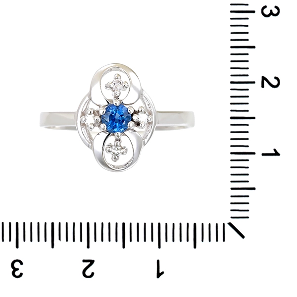 Ring, 14K, Weißgold, Saphir, Diamanten