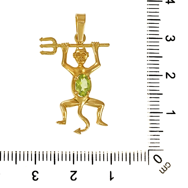 Anhänger, 18K, Gelbgold, Peridot, Teufel