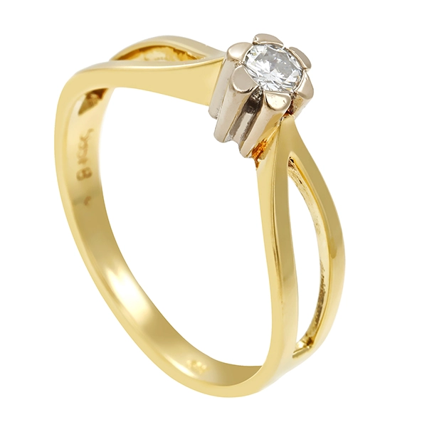 Diamantring, 14K, Gelb-/Weißgold, Brillant 0,16 ct