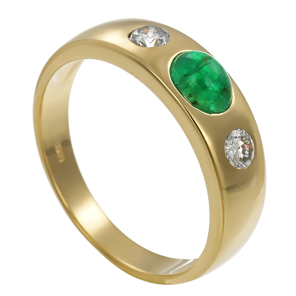 Ring, 14K, Gelbgold, Samragd, Brillanten