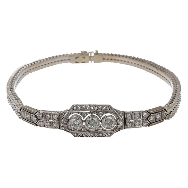 Armband, 18K, Weißgold, Diamanten, Art Deko