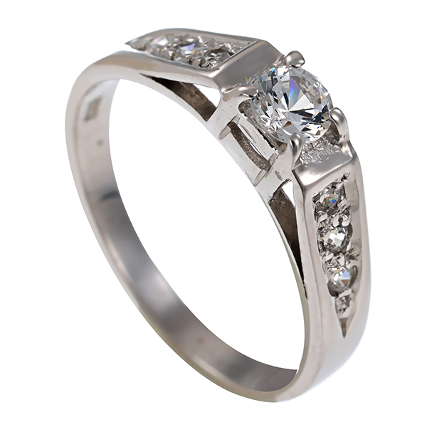 Ring, 14K, Weißgold, Zirkonia