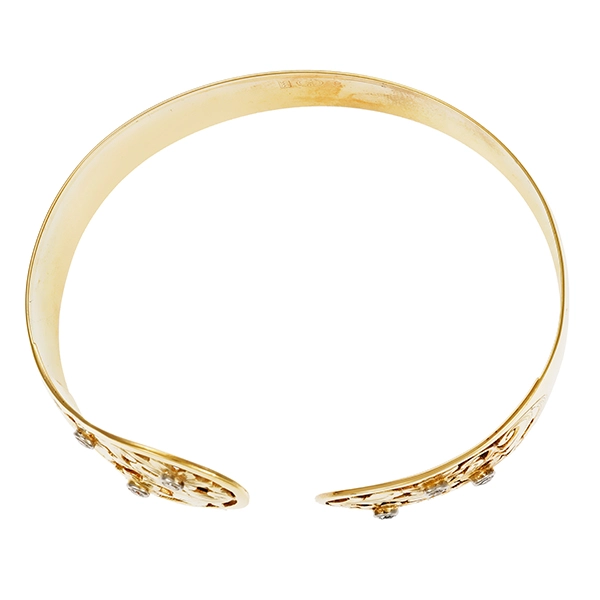 Armreif, 14K, Geldbgold, Diamanten