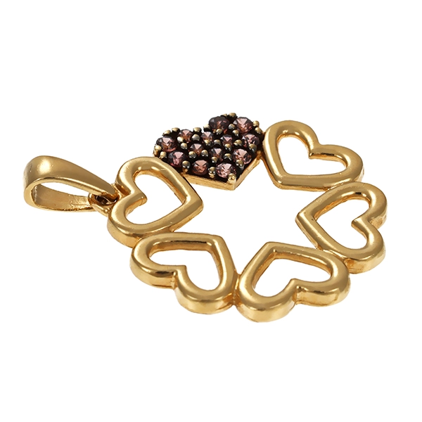 Anhänger, 14K, Gelbgold, Schmuckstein, Herz