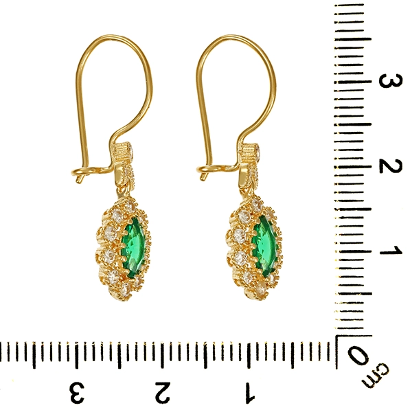 Ohrhänger, 14K, Gelbgold, synth. Steine