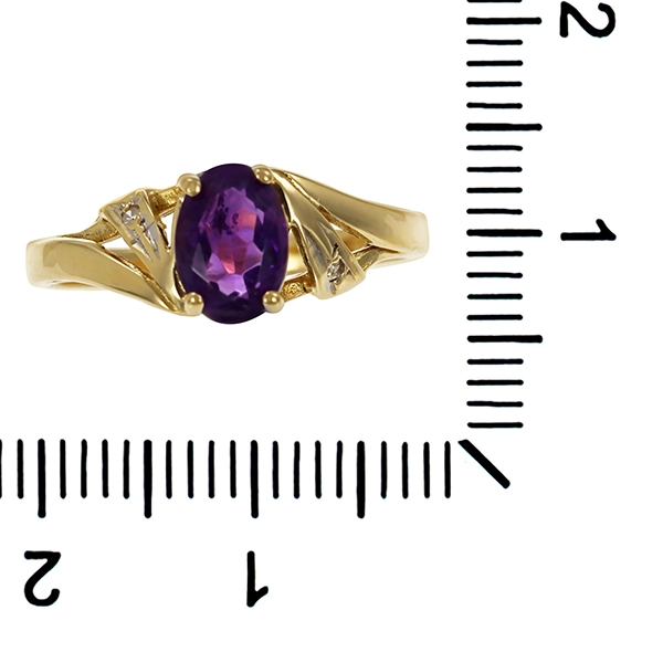 Ring, 14K, Gelb-/Weißgold, Amethyst, Diamant