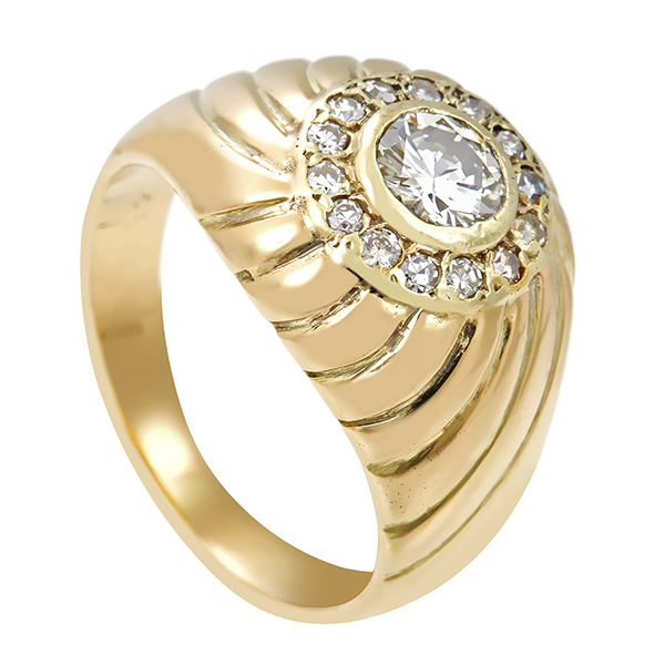 Diamantring, 14K, Gelbgold, Brillanten, Diamanten