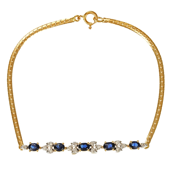 Armband, 14K, Gelb-/Weißgold, Brillanten, Saphire