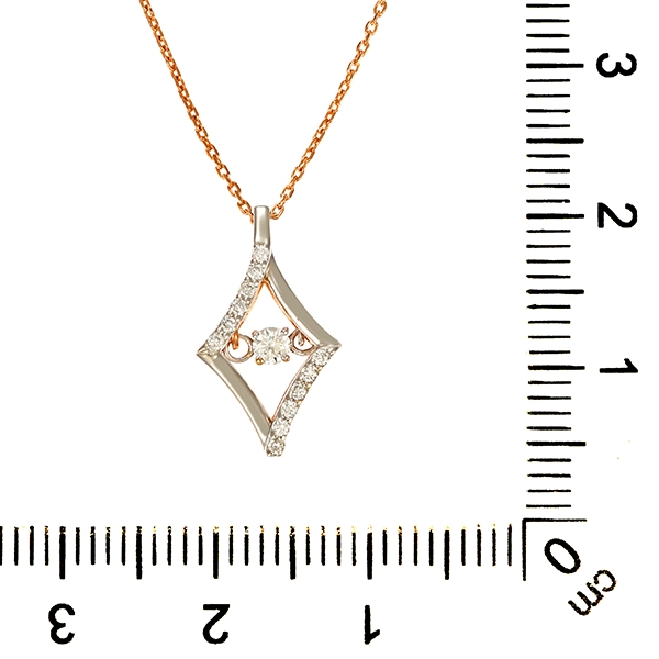 Collier, 14K, Weiß-/Rotgold, Brillanten
