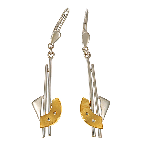 Ohrhänger, 8K, Gelb-/Weißgold, Diamanten