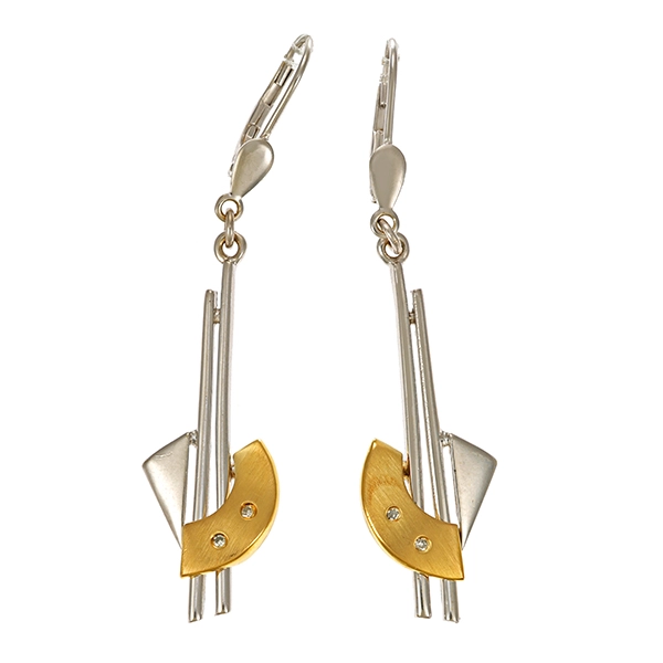 Ohrhänger, 8K, Gelb-/Weißgold, Diamanten